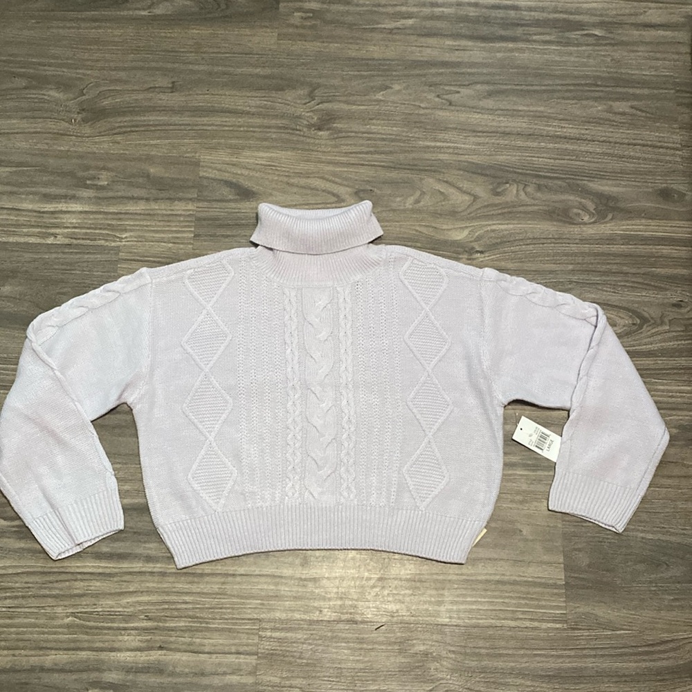 kendall & kylie cable cropped turtle neck sweater size large - Picture 1 of 9